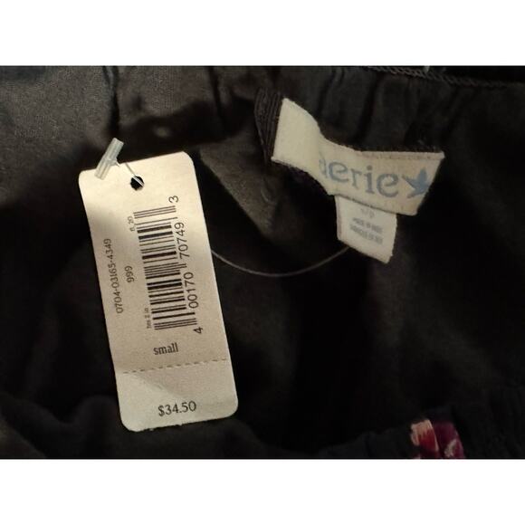 Aerie Boho Black Floral Mini Skirt Sz S Ruffle Hem Feminine Flirty Fairy Grunge - Picture 8 of 8